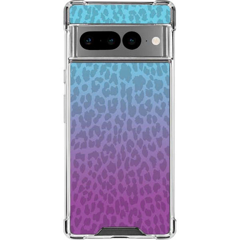 Cheetah Print Purple and Blue Google Pixel 7 Pro Clear Case